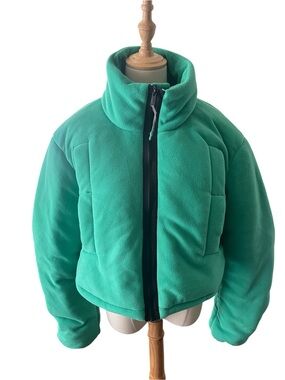 🧤FREE PEOPLE Green Fleece Puffer Jacket